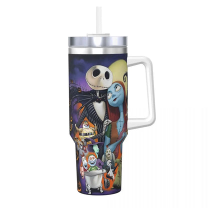 Nightmare Before Christmas Stainless Steel Tumbler Cartoon Driving Mugs Cup 40oz Thermal Cups Cold and Hot Milk Tea Water Bottle 1000-1500ml 4
