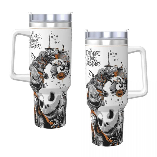 Nightmare Before Christmas Stainless Steel Tumbler Cartoon Driving Mugs Cup 40oz Thermal Cups Cold and Hot Milk Tea Water Bottle