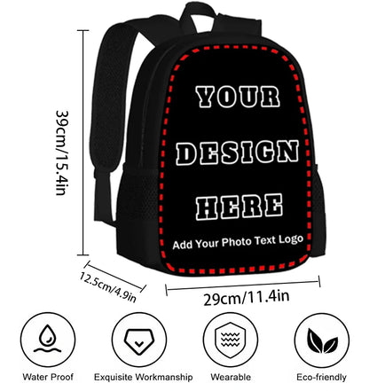 Blank Custom Photo Kids School Backpack Large Personalized Bag
