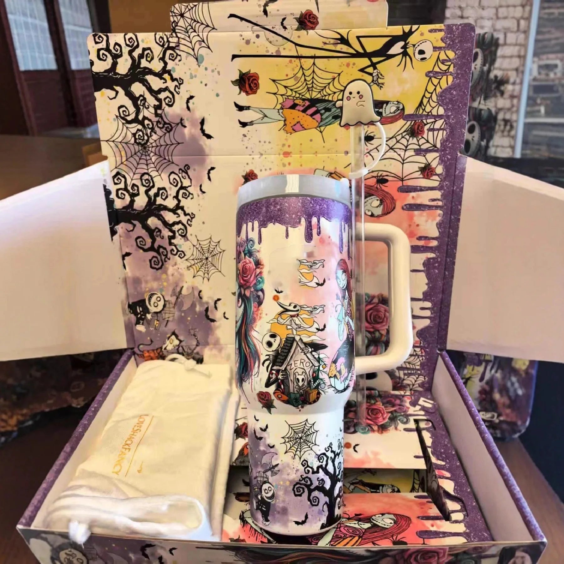 Nightmare Before Christmas Glow In The Dark Tumbler Camping Mug Gift