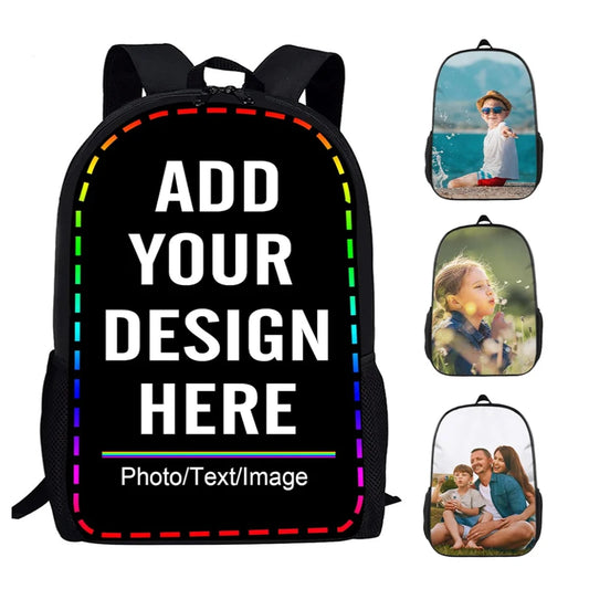 Blank Custom Photo Kids School Backpack Large Personalized Bag