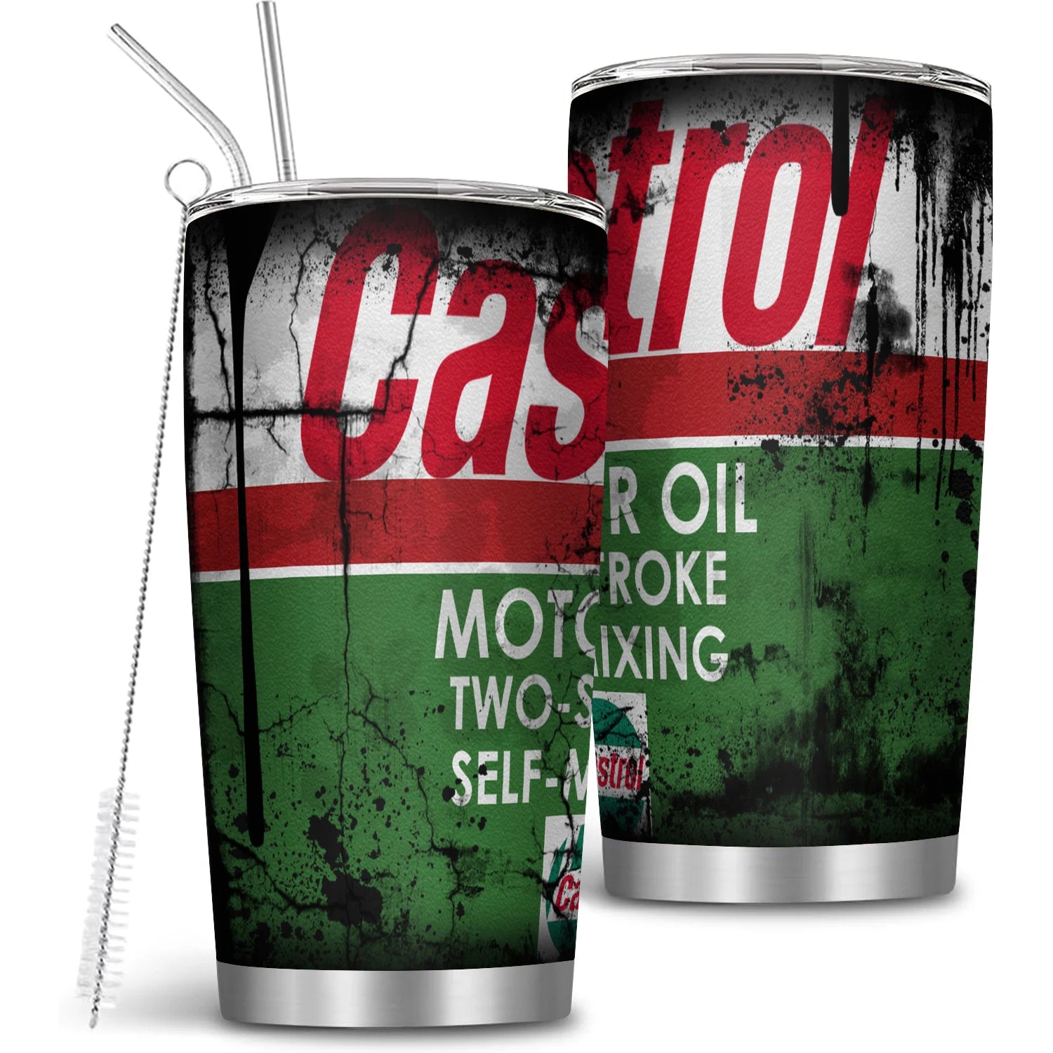 20Oz Motor Oil Stainless Steel Vacuum Insulated Tumbler Travel Mug