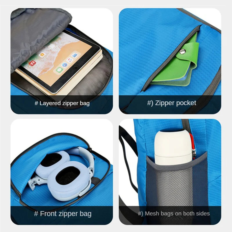 Blank Custom Waterproof Outdoor Lightweight Foldable Hiking Backpack