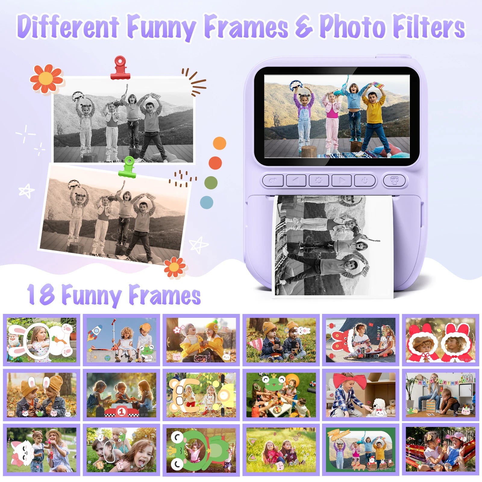 3.0" Instant Print Camera For Kids Printer 1080p Camera Toy Gift