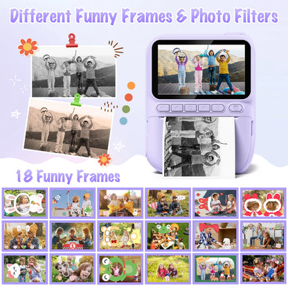 3.0" Instant Print Camera For Kids Printer 1080p Camera Toy Gift