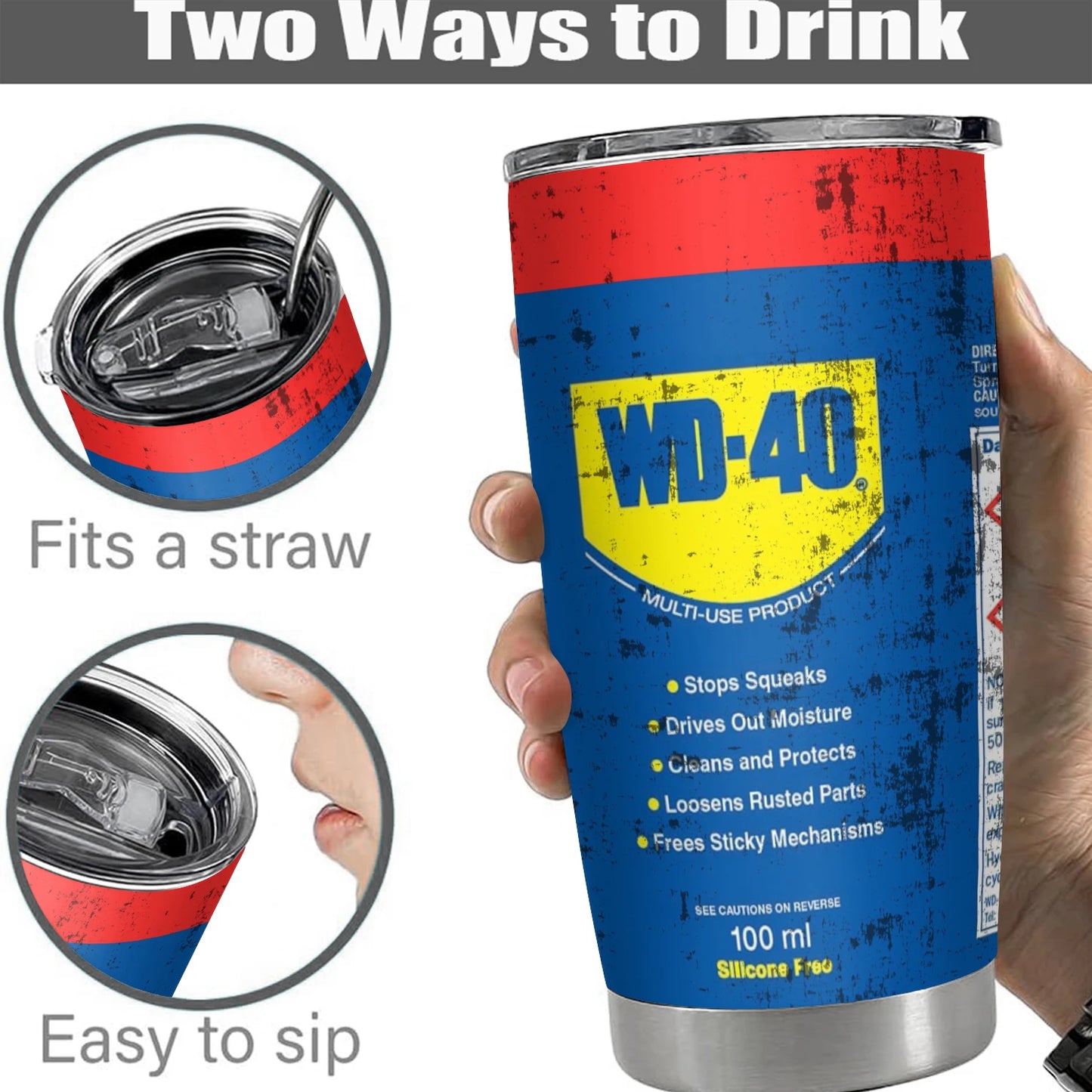 WD40 Engine Oil Stainless Steel Insulated Tumbler Gag Gifts For men