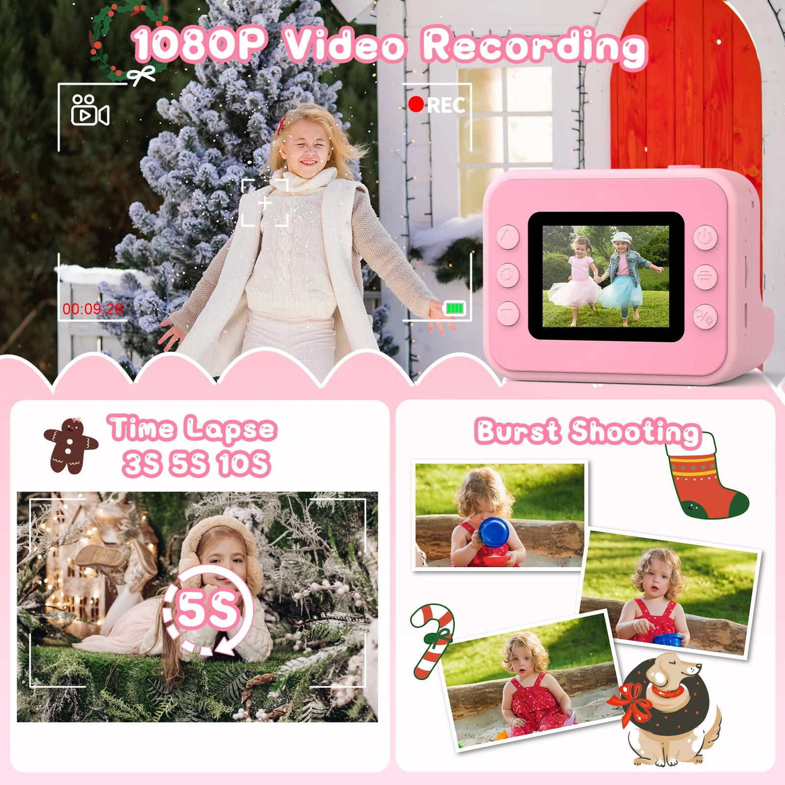 2.4 Inch Instant Print Camera For Kids Mini Camera Toy Gifts