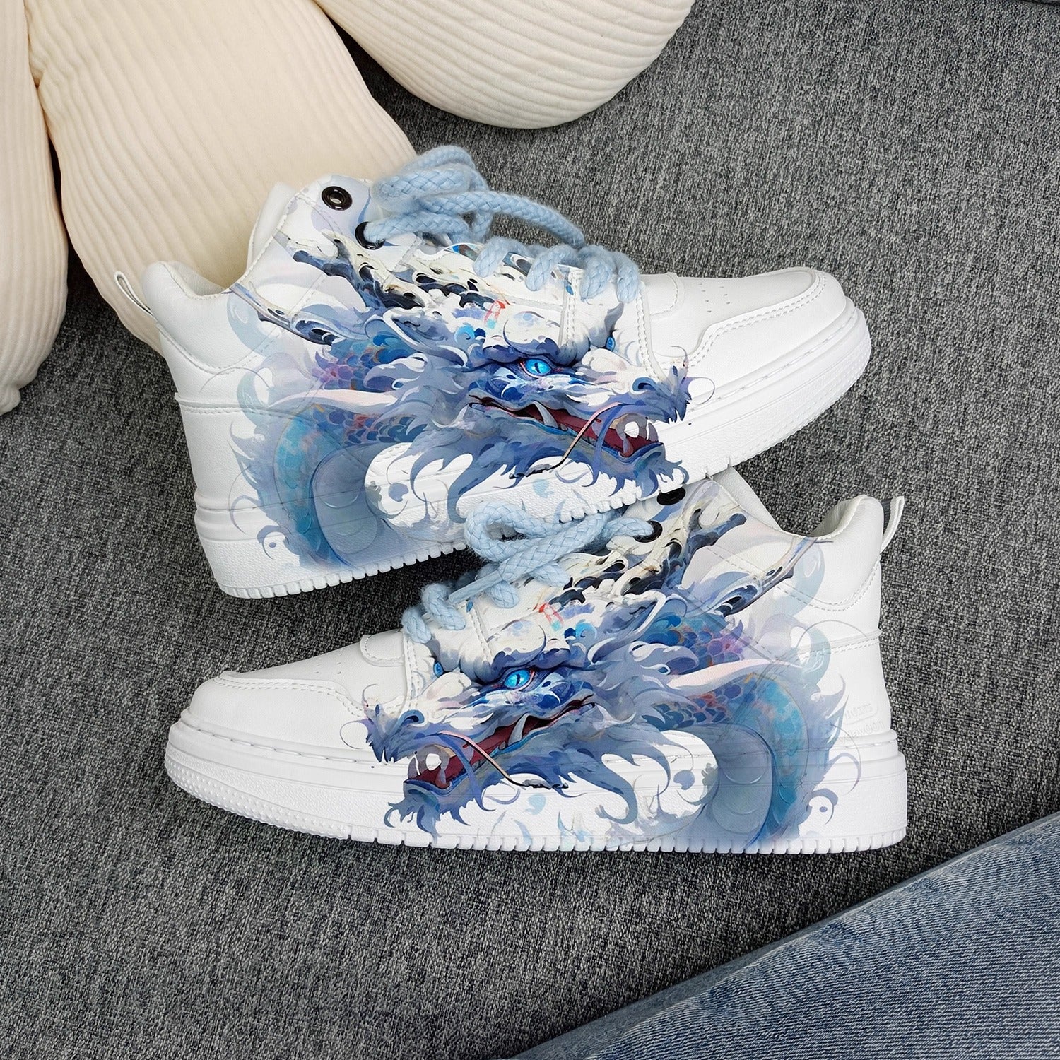 Blank Men Women White High Top Basketball Sneakers Girls Running Shoes - Colorsprinter