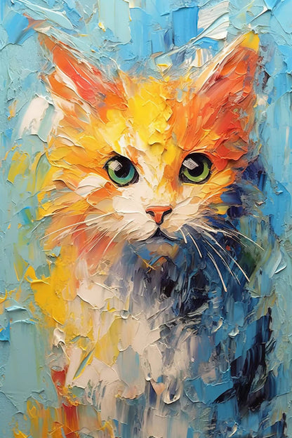 Personalized Custom Pet Oil Painting Funny Cat Canvas Photo Portrait