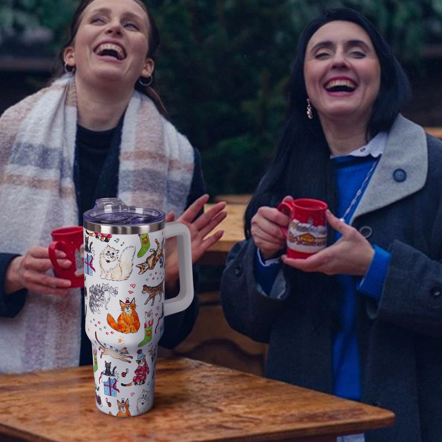 Holiday 40 Oz Double Wall Stainless Steel Tumbler Cute Coffee Cup Mug