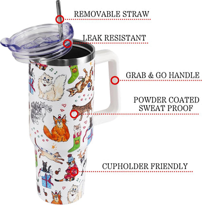 Holiday 40 Oz Double Wall Stainless Steel Tumbler Cute Coffee Cup Mug