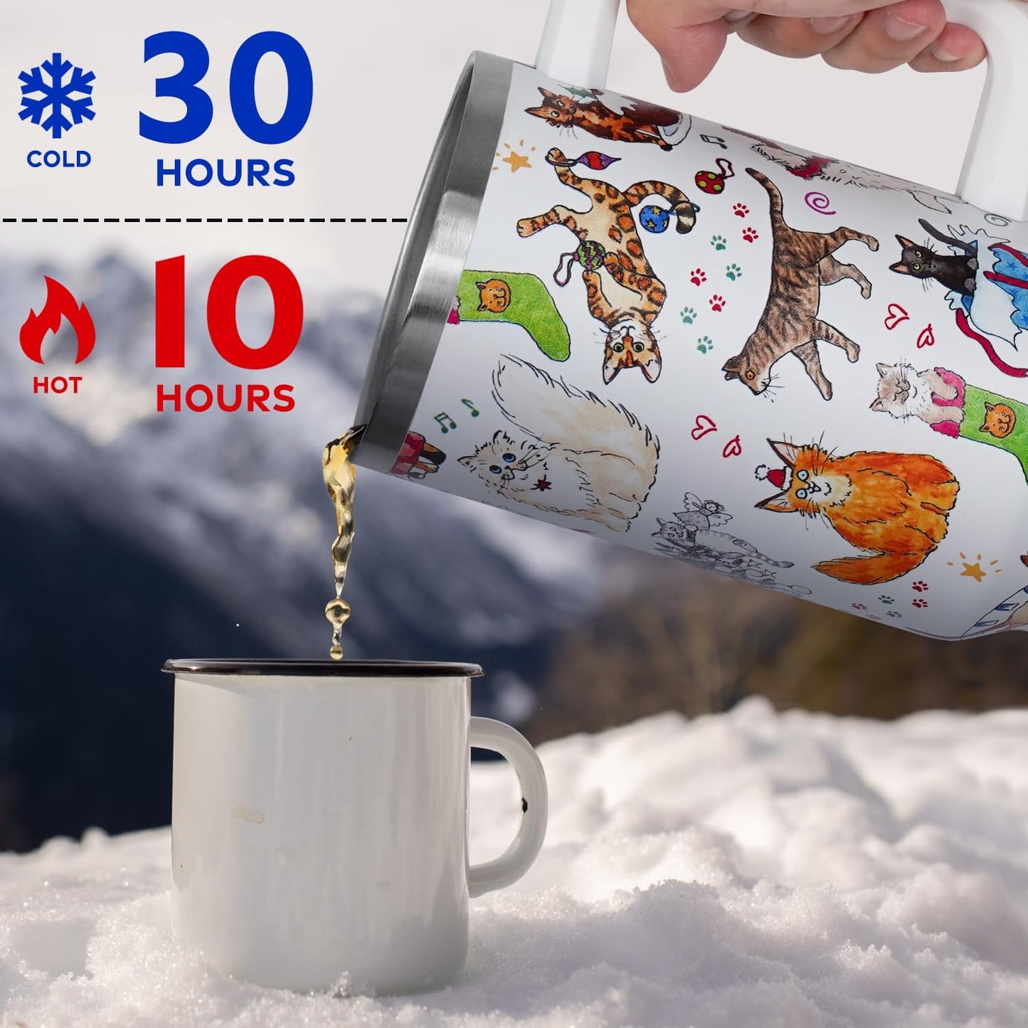 Holiday 40 Oz Double Wall Stainless Steel Tumbler Cute Coffee Cup Mug